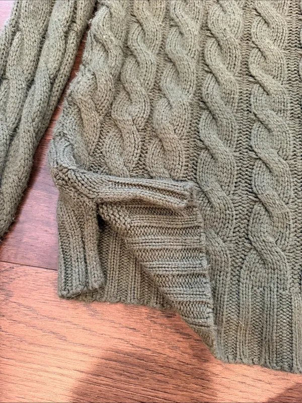 Ye Mak Olive Green Cable Turtleneck Sweater - Women’s Size Small - C27-139 - Image 7