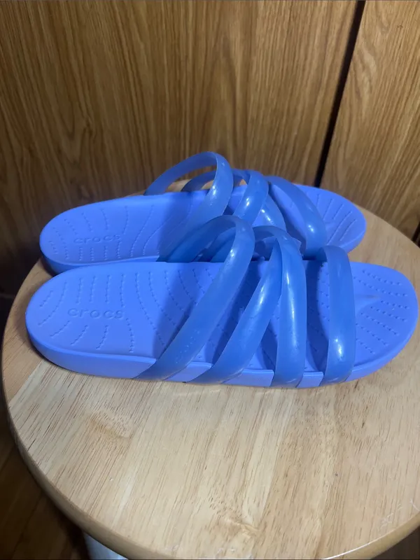 CROCS Periwinkle Blue Multi-Strap Slide Sandals - Image 4