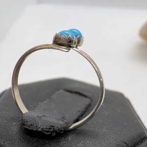 Sterling Silver Kingman Turquoise Adjustable Bypass Ring Size 5.5 0.83g - Image 5