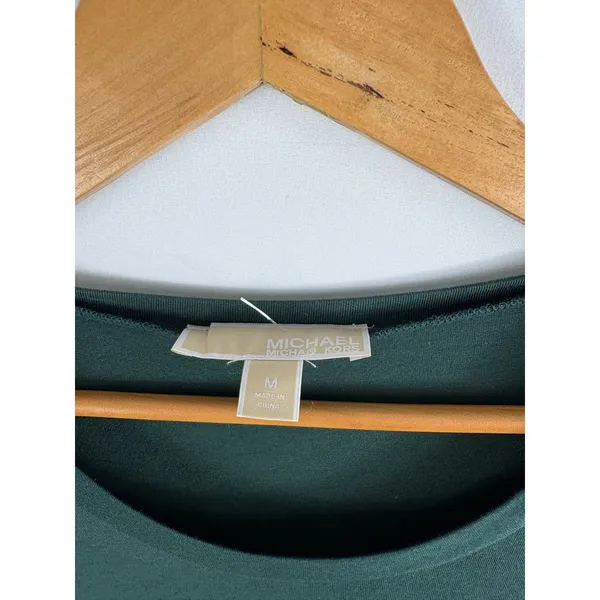 Michael Kors Mixed Media Green Sleeve Blouse Size Medium - Image 3
