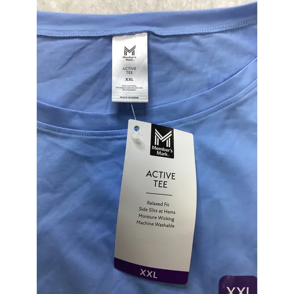 Members Mark Womens Active Tee XXL‎ Blue Short Sleeve Moisture Wicking Relaxed - Image 2
