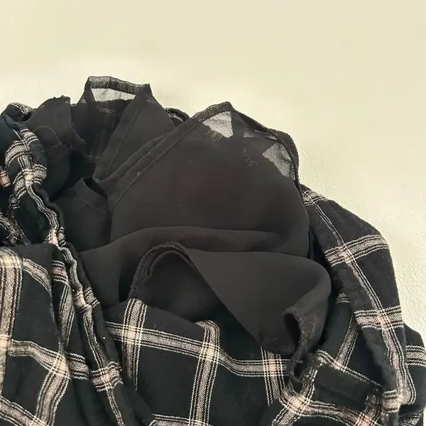 American Eagle Plaid Pull-On Shorts Black Pink Checkered Size M - Image 8