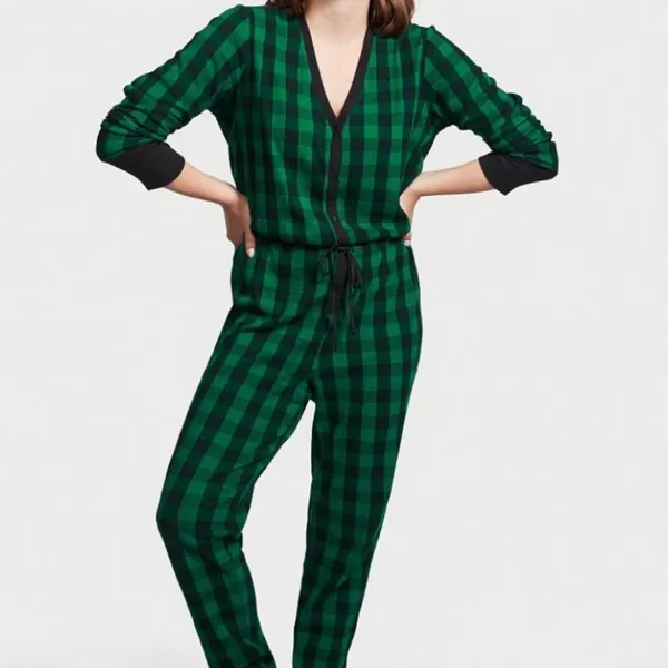 Victoria's Secret Thermal One Piece Onesie Pajama Plaid Size S - NWT - Image 3