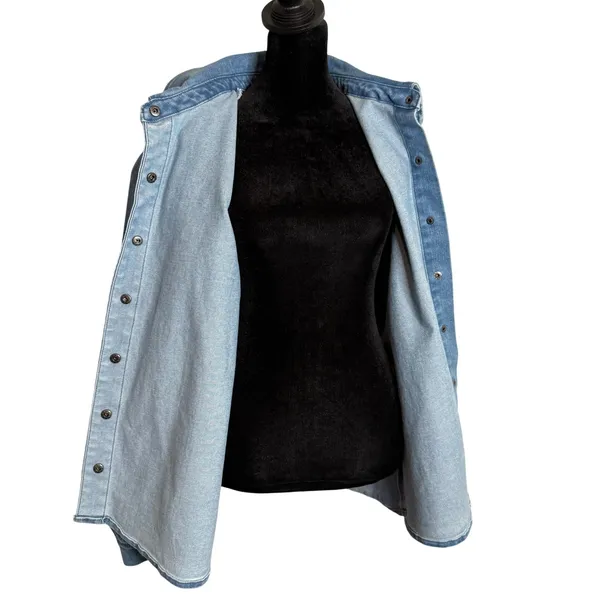 Coastal Cowgirl Western Puff Sleeve‎ Denim Shirt Jacket Womens XL BOHO Shacket - Image 2