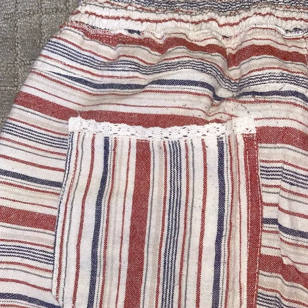 Striped Linen Shorts Red Size M - Image 4