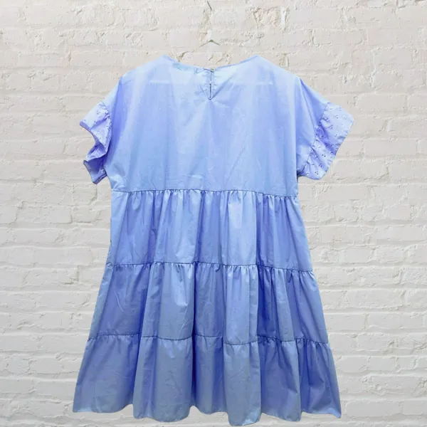 Boohoo Lavender Broderie Anglaise Eyelet Tiered Babydoll Dress 12 - Image 3