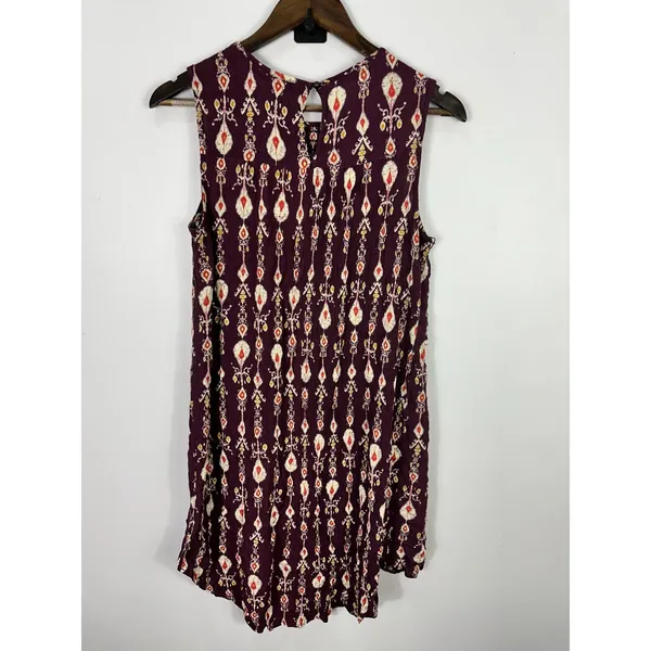 Knox Rose M Purple Boho Ikat‎ Print Crinkle Shift Dress Dark Romantic Grunge - Image 4