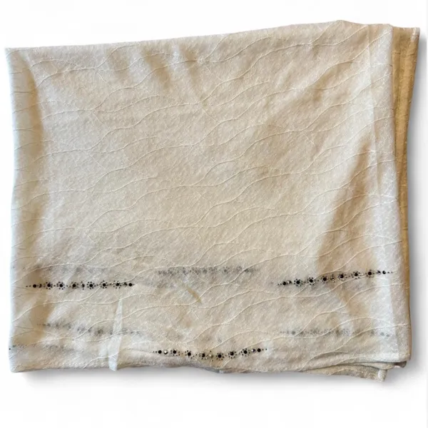 Women's White Sheer Scarf with Crystal Accents - Image 5