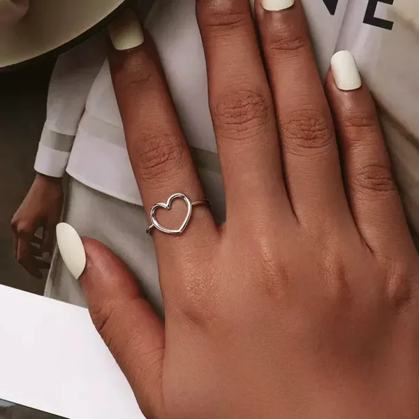 Sterling Silver SIZE 10 925  Simple Minimalist Heart Ring - Image 3