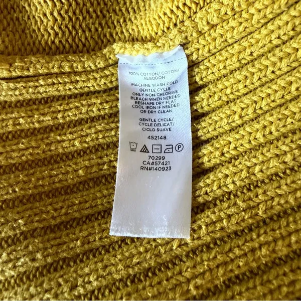 LOFT Mustard Yellow Open Front Knit Cardigan Sweater Medium - Image 4