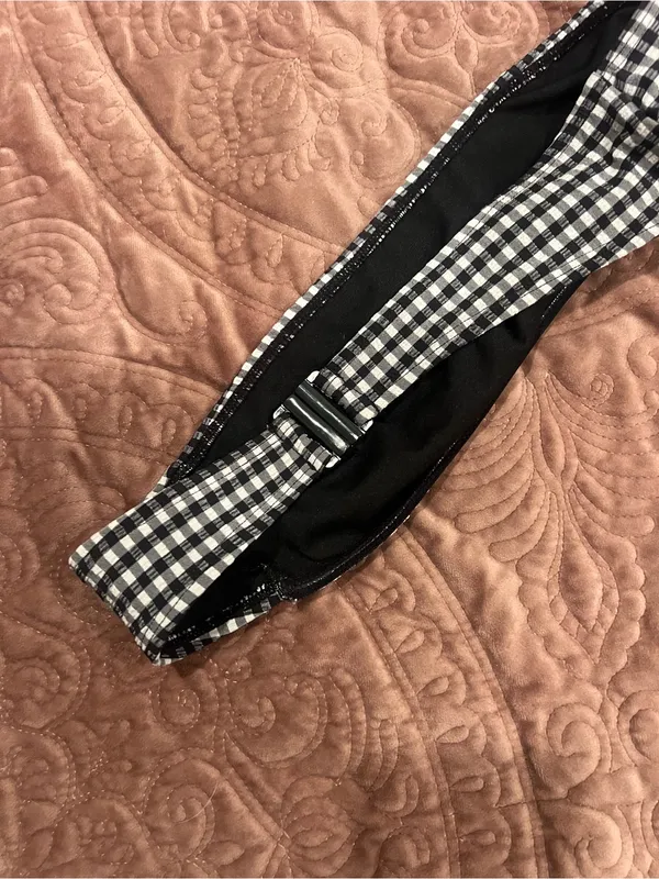 ASOS Black and White Gingham swim top - Classic Check Print - Image 2