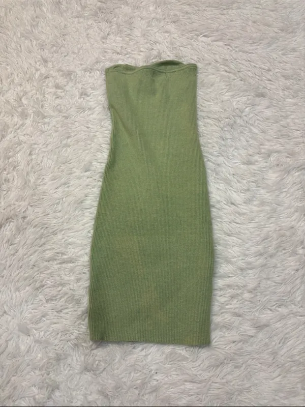 Edikted green strapless bodycon dress size xs - Image 2