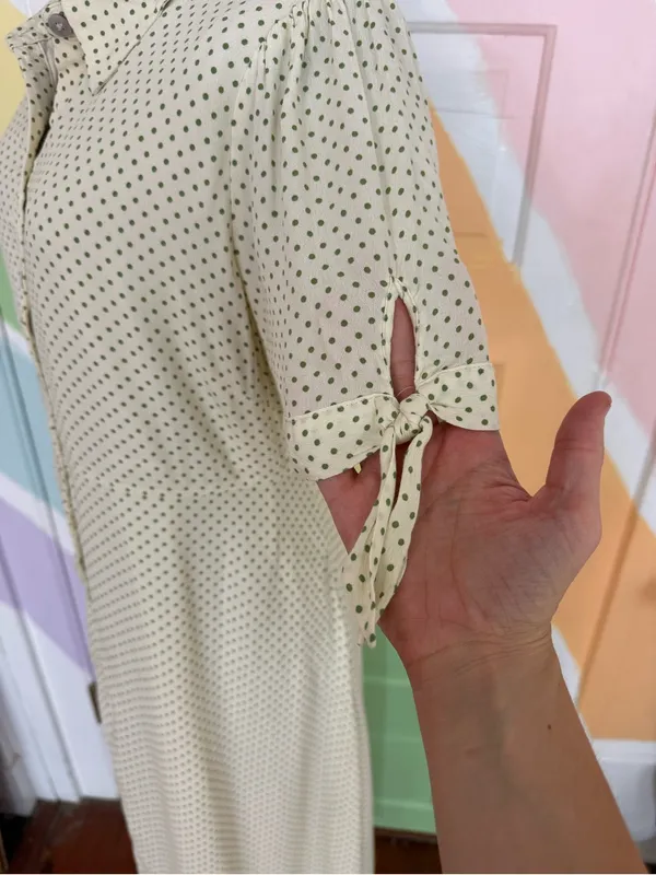 The Nines by HATCH Green Polka Dot Button Front Maternity Dress Sz L 🧡🍄 - Image 4