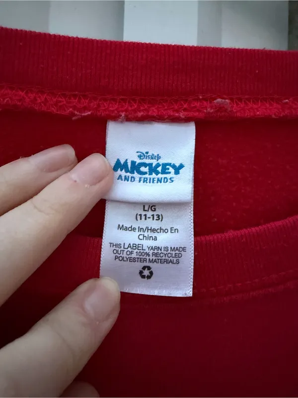 Disney Mickey & Friends Vintage Red Sweatshirt Goofy Sleeve Juniors L 11-13 - Image 2