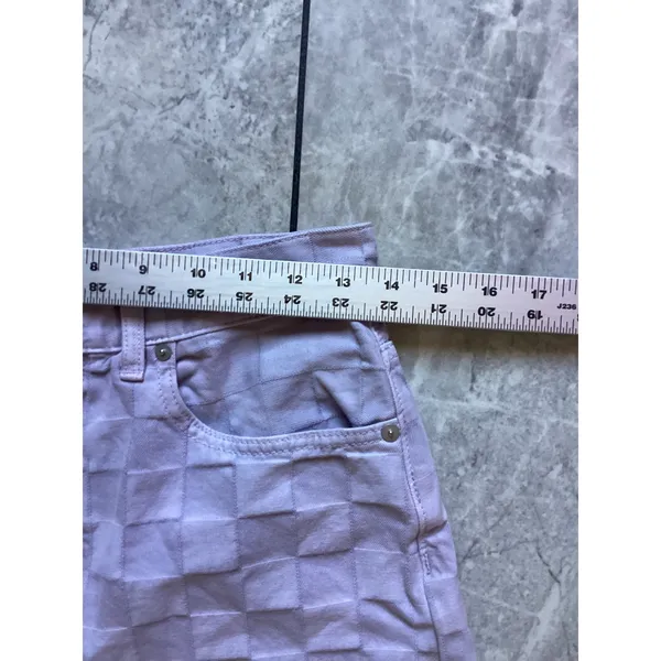 Madewell Lavender Purple Checkerboard High Rise Denim Shorts 27 NK854 - Image 2