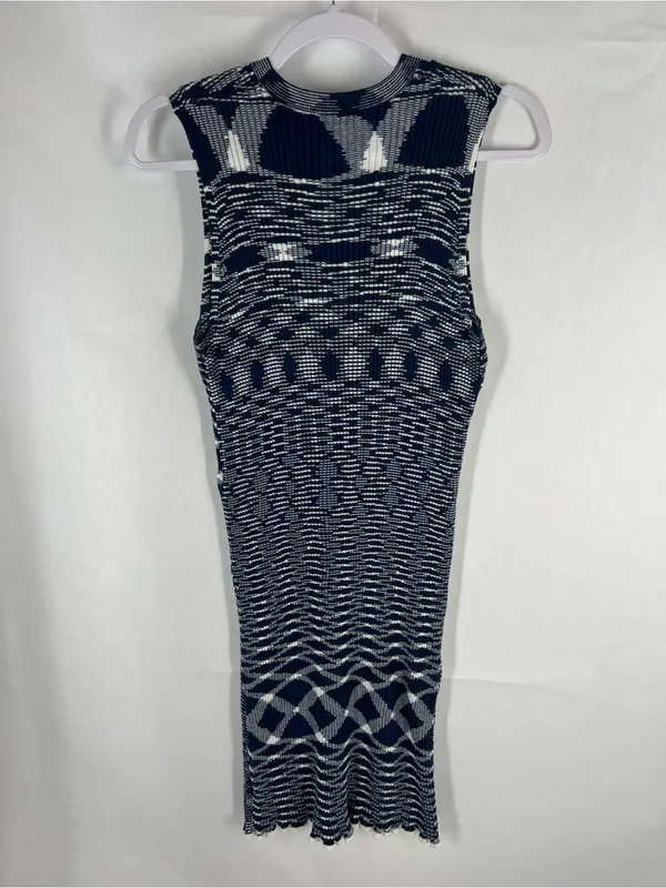 See by Chloé Navy & White Geometric Ribbed Knit Dress XL - Image 8