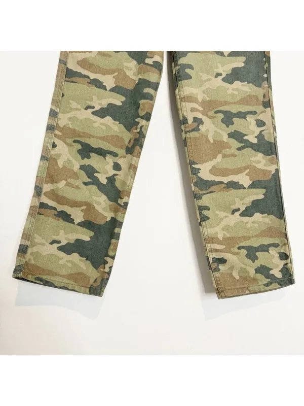 Free People Remy‎ Pants Size 24 Moss Green Camo High Rise Cropped Gorpcore Indie - Image 5