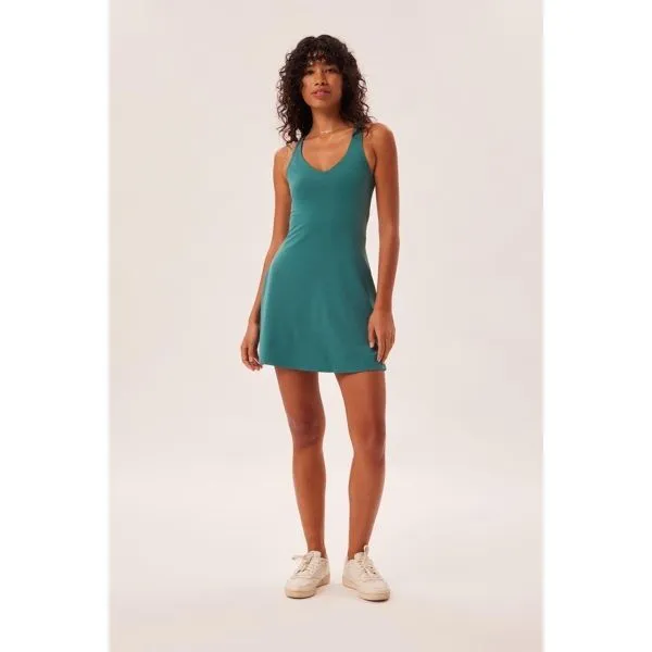 Girlfriend Collective Lola Alpine Green V-Neck Dress - Image 5