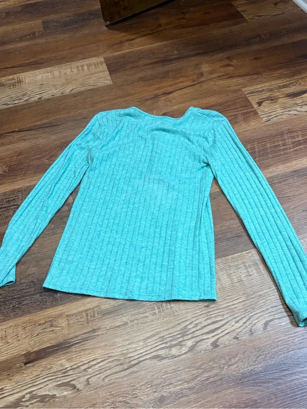 Ribbed ZENANA Long Sleeve Top - Teal - Image 4