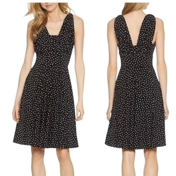 White House Black Market Convertible‎ Dress Women 0 Black Polka Dot Genius Retro - Image 2