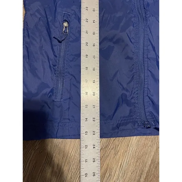 LL BEAN Women's Lightweight Windbreaker Small Nylon Rain Jacket Blue Hidden Hood - Image 5