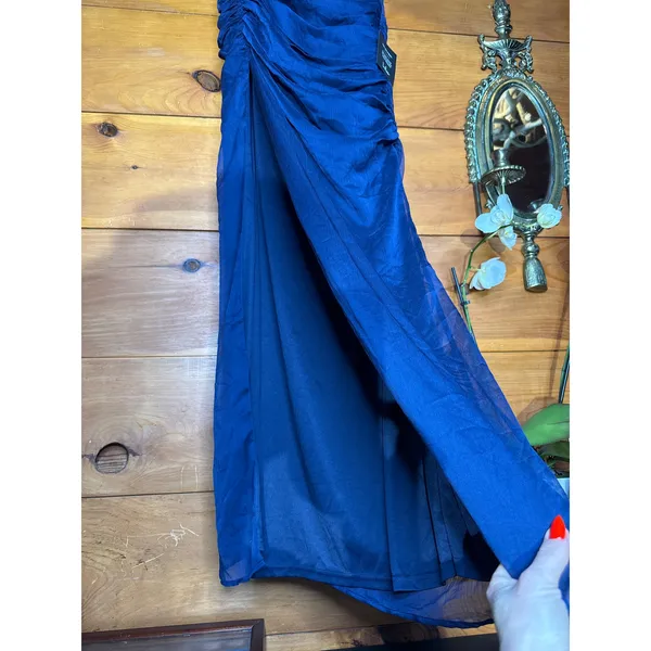 NWT Lulus Kyleah Navy Ruched One-Shoulder Maxi Dress Bridesmaid Banquet Gala L - Image 5