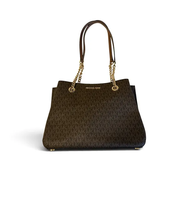 Michael Kors Teagen Large Logo Shoulder Bag Brown MK Monogram EUC purse handbag - Image 2