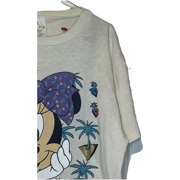 Walt Disney Women's Top Vintage Minnie Mouse‎ Print Boxy Fit Short Sleeve Small - Image 2