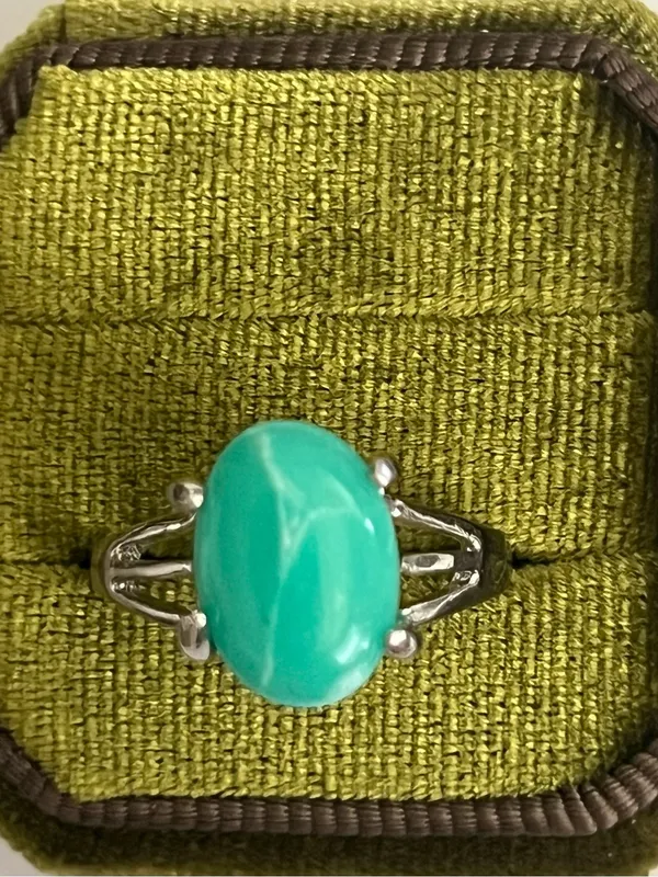 Elegant/Classic Titanium Steel Turquoise Marble Design Ring Size 9 NWT - Image 2