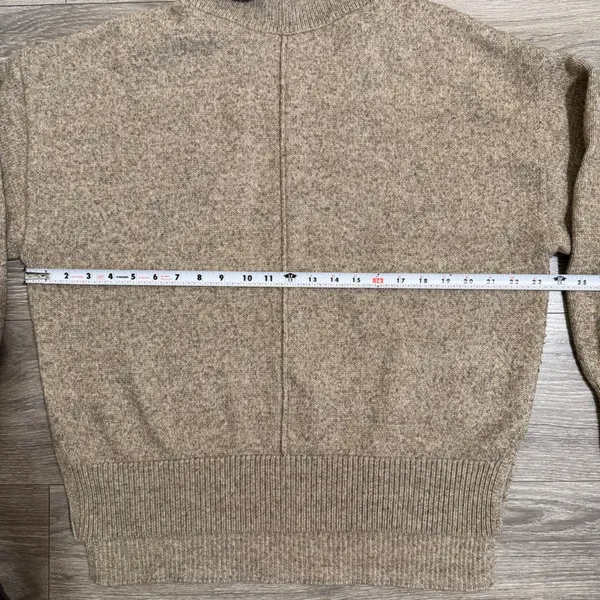HM Womens Sweater S Oversized Beige Marl Turtleneck Wool‎ Blend Seam Detail - Image 7