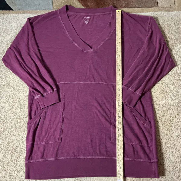 Natural Life Womens Plum Purple‎ Slub Cotton V-Neck Pockets Tunic Top Medium - Image 2