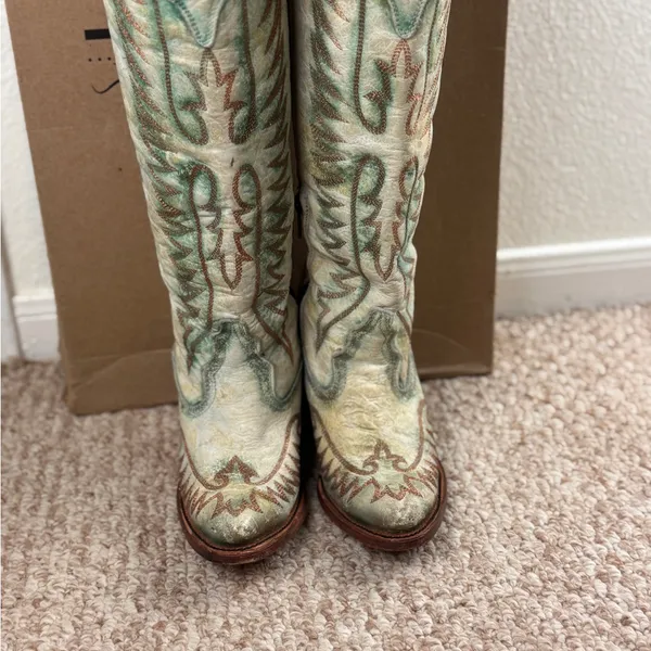 Corral Turquoise and Brown Western Boots Size 7M - Image 6