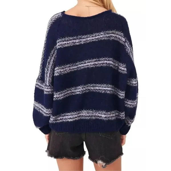 Free People Hockley Stripe oversized alpaca blend Sweater sz XS - Image 2