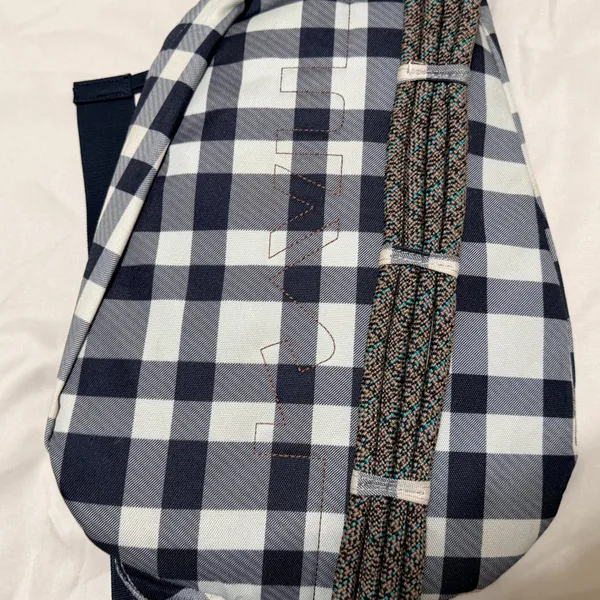 KAVU Rope Bag Sling Backpack Navy White Buffalo Plaid Check‎ Canvas Hiking - Image 3