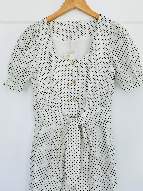Tularosa Ellis Mini Dress White Black Polka Dot Nwt - Image 5