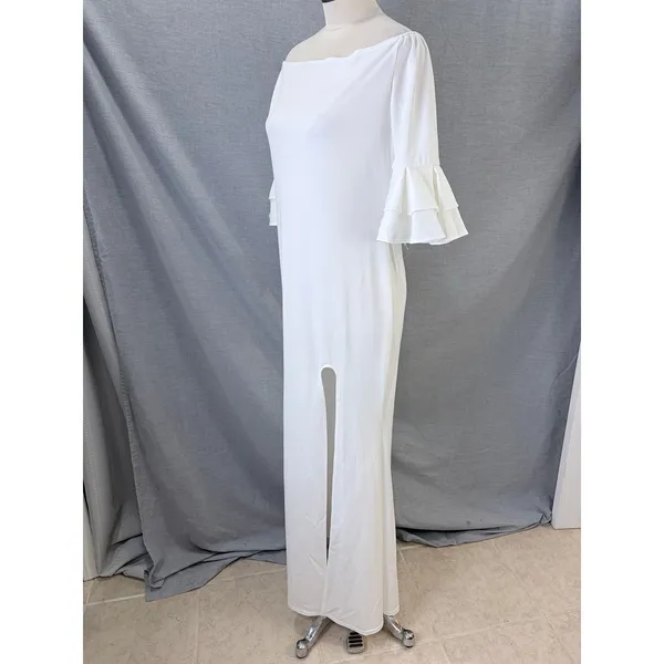 Metamorphosis Girl White Off-Shoulder Ruffle Sleeve Maxi Dress 2XL - Image 8