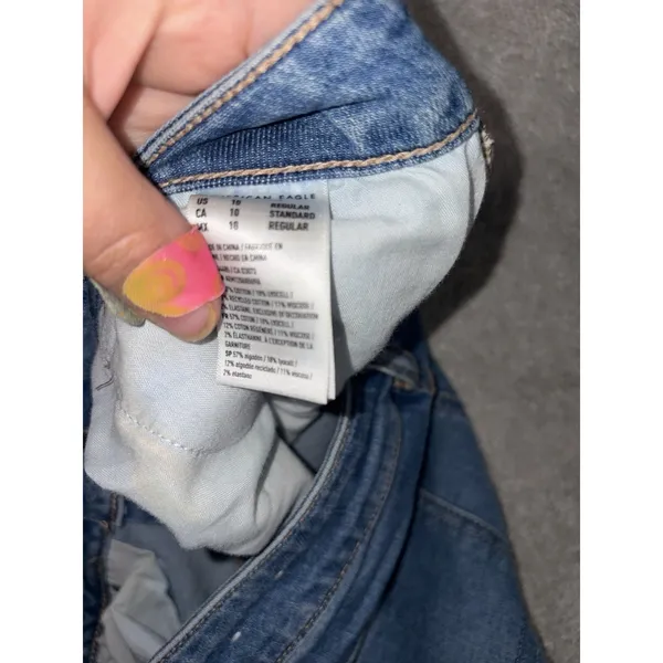 american eagle super high rise baggy wide leg cargo jeans 10 reg - Image 5