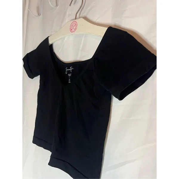 Jessica Simpson Black Crop Top V-Neck Woman’s Size Medium - Image 2