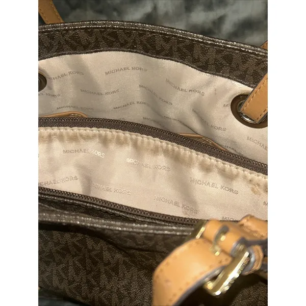 Michael Kors‎ Jet Set Travel Large Mk Signature Logo Tote Handbag Brown 30S11T4B - Image 11