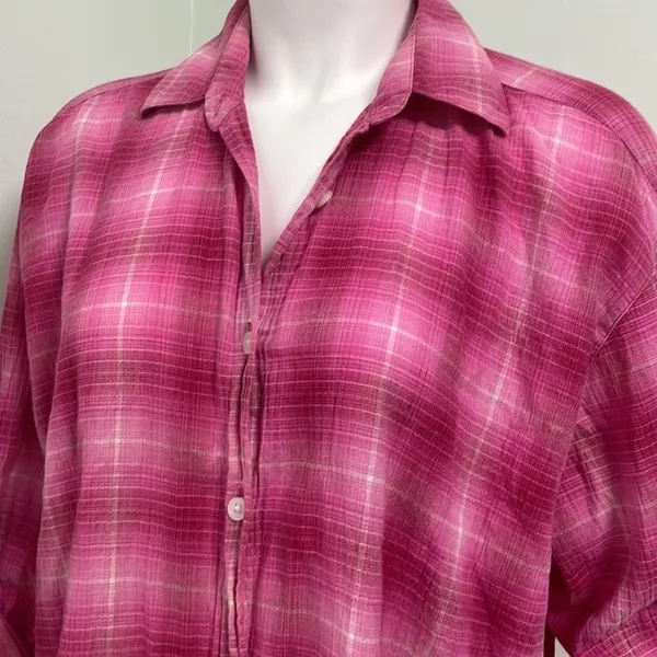 Pendleton | Pink Plaid Long Sleeve Button Up Shirt - Image 4