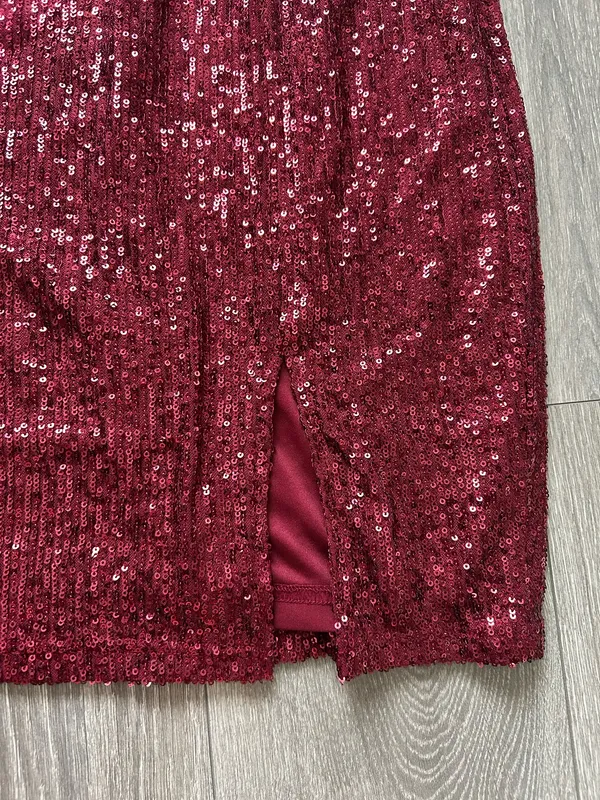 New Lulus Once in a Lifetime Wine Red Sequin Off-Shoulder Mini Dress MSRP $74 - Image 7