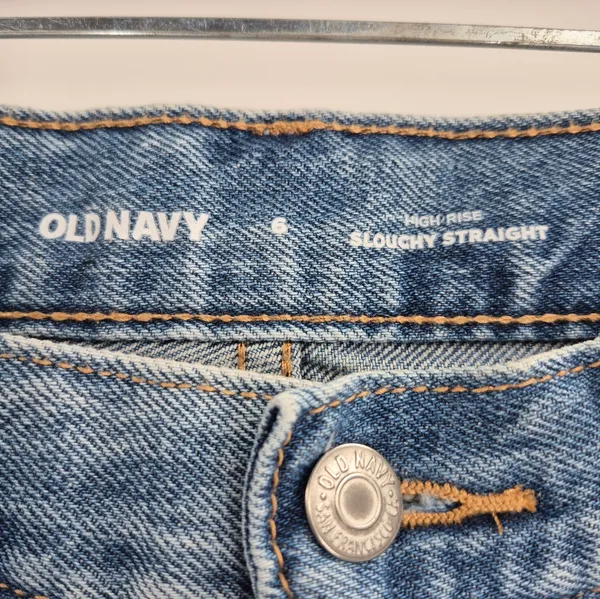 Old Navy High Waisted Button Fly Slouchy Straight with Floral Embroidery Jeans - Image 5