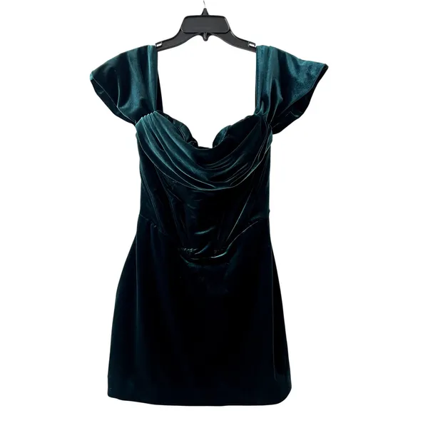 House of CB Jolanda Emerald Green Off Shoulder Mini Dress Size M - Image 5