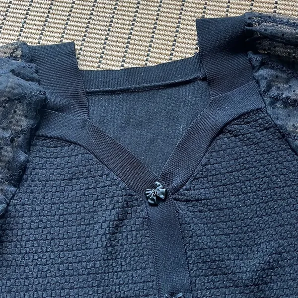 J. Ing Bow Button Cardigan Black Size XS - Image 2