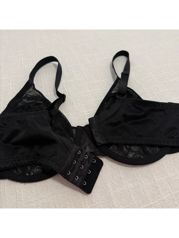 HSIA 36C Enchante Unlined Black Lace Underwire Bra Minimizer - Image 4