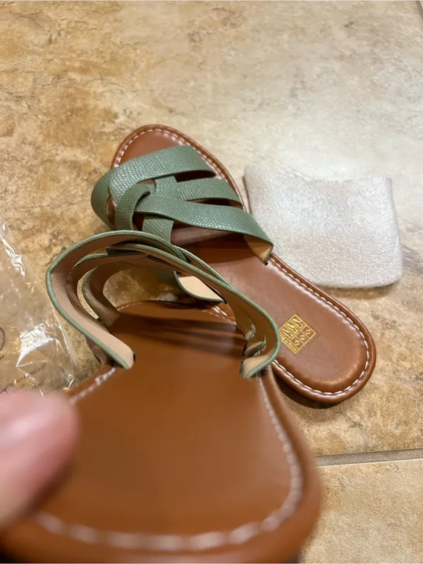 SHEIN Olive Green Braided Slide Slip On Sandals - Image 4