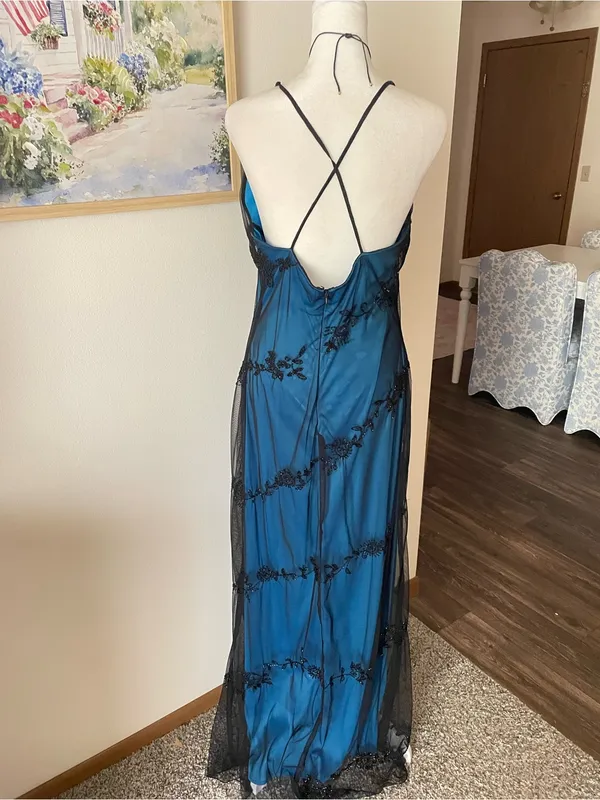 Reggio 90s Whimsigoth Fairy Grunge Vintage Beaded Sheer Mesh Overlay Maxi Dress - Image 6