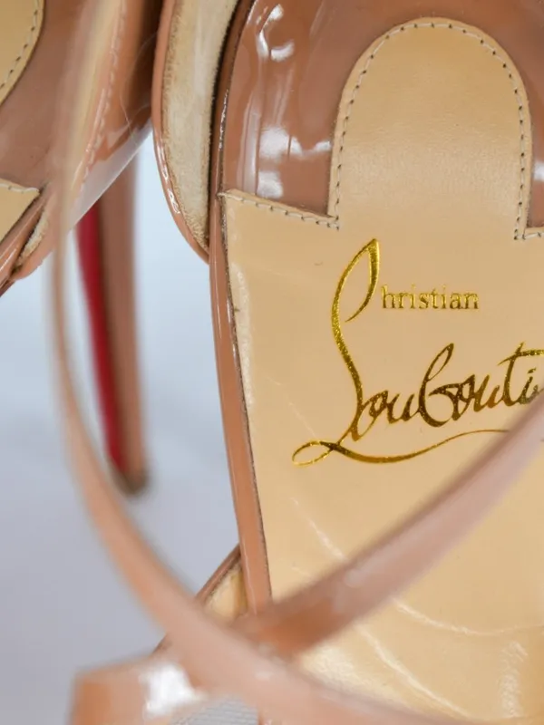 Christian Louboutin Twistissima Strass Nude Mesh Crystal Pumps 37 - Image 8