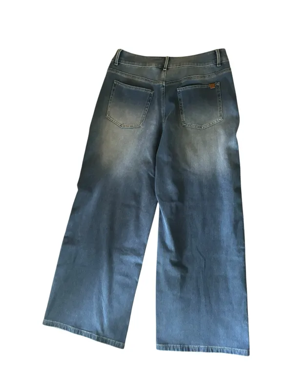 Halara Flex Asymmetric Low Rise Baggy Jean Sz SP Wide Leg Med Wash Casual - Image 4
