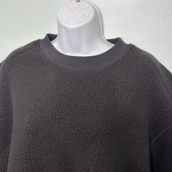Everlane Renew Fleece Oversized Black Crewneck Pullover Sweater S - Image 3